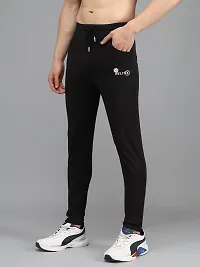 Fabulous Black 4-Way Lycra Solid Regular Track Pants For Men-thumb2