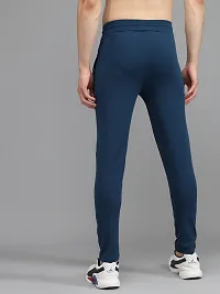 Fabulous Blue 4-Way Lycra Solid Regular Track Pants For Men-thumb1