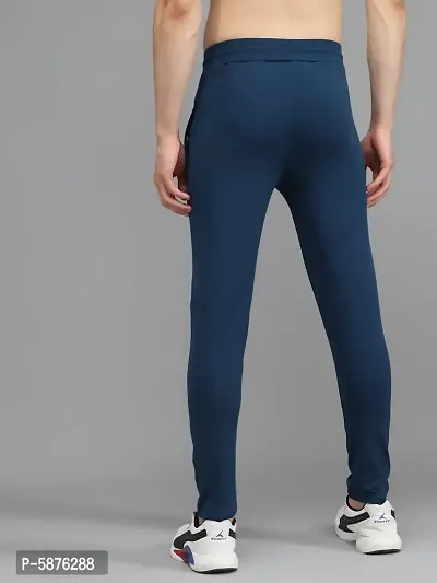Fabulous Blue 4-Way Lycra Solid Regular Track Pants For Men-thumb2