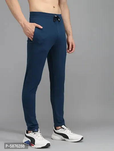 Fabulous Blue 4-Way Lycra Solid Regular Track Pants For Men-thumb4