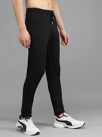 Fabulous Black 4-Way Lycra Solid Regular Track Pants For Men-thumb3