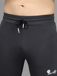 Fabulous Dark Grey 4-Way Lycra Solid Regular Track Pants For Men-thumb4