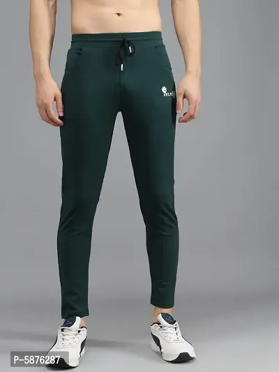 Green Polyester Regular Track Pants For Men