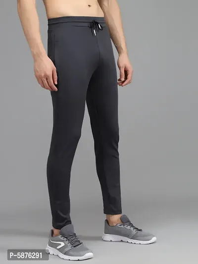 Fabulous Dark Grey 4-Way Lycra Solid Regular Track Pants For Men-thumb4