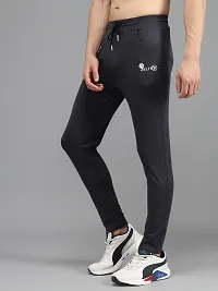 Fabulous Dark Grey 4-Way Lycra Solid Regular Track Pants For Men-thumb2