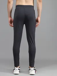 Fabulous Dark Grey 4-Way Lycra Solid Regular Track Pants For Men-thumb1