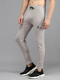 Fabulous Light Grey 4-Way Lycra Solid Regular Track Pants For Men-thumb2