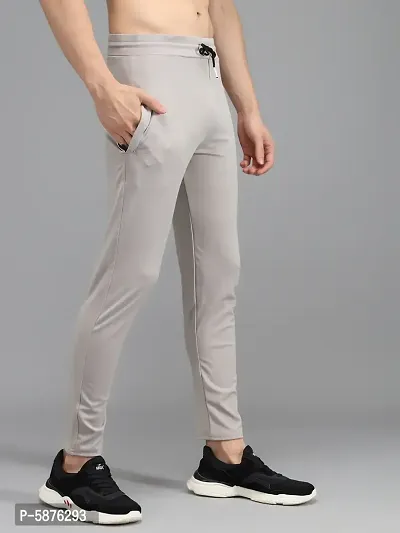 Fabulous Light Grey 4-Way Lycra Solid Regular Track Pants For Men-thumb4