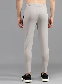 Fabulous Light Grey 4-Way Lycra Solid Regular Track Pants For Men-thumb1