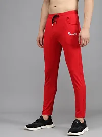 Fabulous Red 4-Way Lycra Solid Regular Track Pants For Men-thumb2