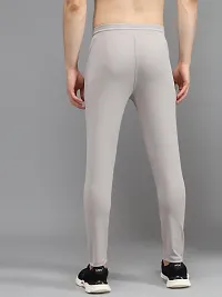Fabulous Light Grey 4-Way Lycra Solid Regular Track Pants For Men-thumb1