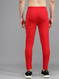 Fabulous Red 4-Way Lycra Solid Regular Track Pants For Men-thumb1