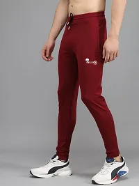 Fabulous Maroon 4-Way Lycra Solid Regular Track Pants For Men-thumb2