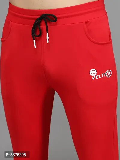 Fabulous Red 4-Way Lycra Solid Regular Track Pants For Men-thumb5