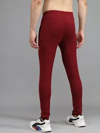 Fabulous Maroon 4-Way Lycra Solid Regular Track Pants For Men-thumb1