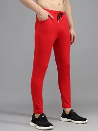 Fabulous Red 4-Way Lycra Solid Regular Track Pants For Men-thumb3
