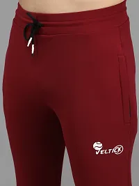 Fabulous Maroon 4-Way Lycra Solid Regular Track Pants For Men-thumb4