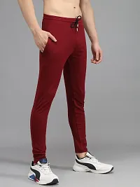 Fabulous Maroon 4-Way Lycra Solid Regular Track Pants For Men-thumb3