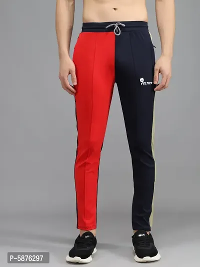 Fabulous 4-Way Lycra Colourblocked Regular Track Pants For Men