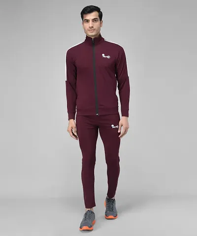 Stylish Fancy Cotton Blend Solid Regular Fit Tracksuit For Men