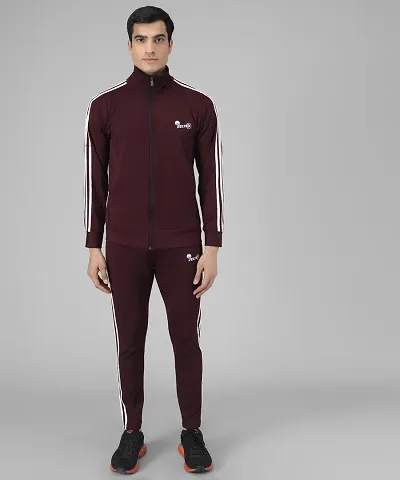 Stylish Fancy Blend Solid Regular Fit Tracksuit For Men