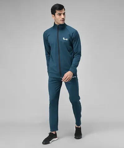 Stylish Fancy Blend Solid Regular Fit Tracksuit For Men