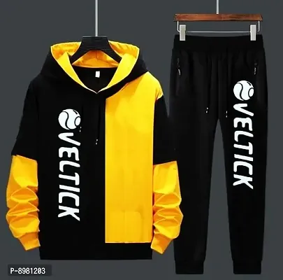 Yellow Cotton Blend Tracksuit For Men
