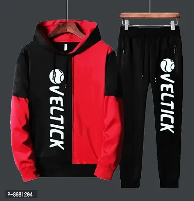 Red Cotton Blend Tracksuit For Men-thumb0