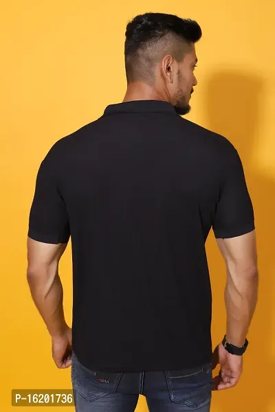 Styish Fancy Cotton Blend Solid Polos T-Shirts For Men-thumb2