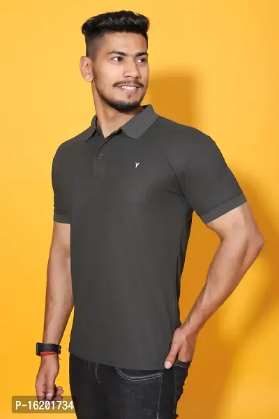 Styish Fancy Cotton Blend Solid Polos T-Shirts For Men-thumb0