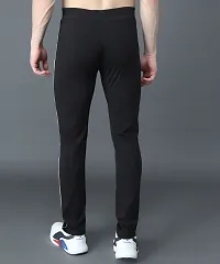 Stylish Black Cotton Solid Regular Track Pants For Men-thumb1