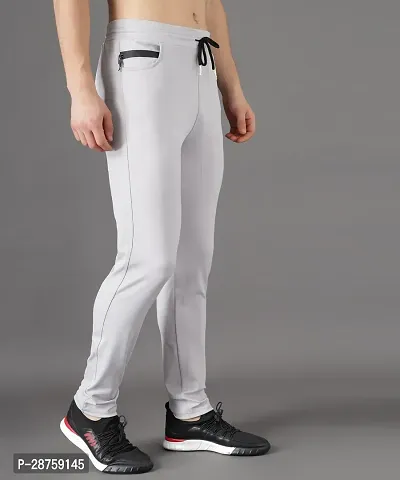 Stylish Grey Cotton Solid Regular Track Pants For Men-thumb3