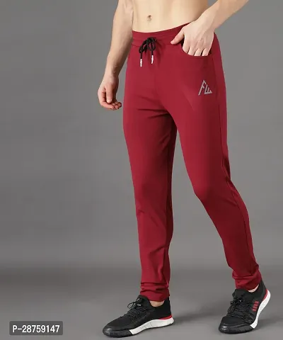 Stylish Red Cotton Solid Regular Track Pants For Men-thumb4