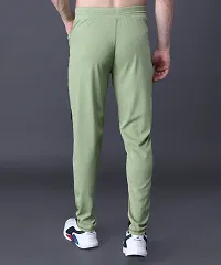 Stylish Green Cotton Solid Regular Track Pants For Men-thumb1