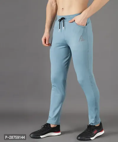 Stylish Blue Cotton Solid Regular Track Pants For Men-thumb4