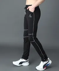 Stylish Black Cotton Solid Regular Track Pants For Men-thumb3