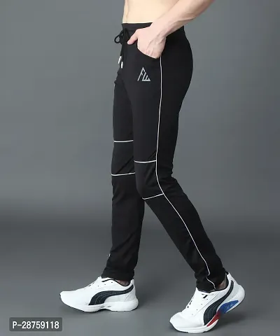 Stylish Black Cotton Solid Regular Track Pants For Men-thumb4