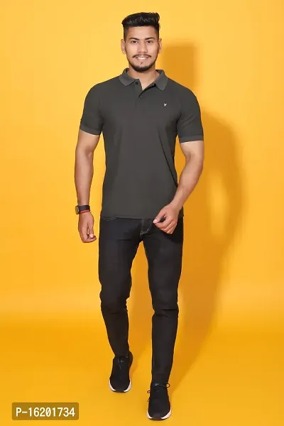 Styish Fancy Cotton Blend Solid Polos T-Shirts For Men-thumb5