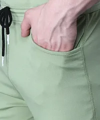 Stylish Green Cotton Solid Regular Track Pants For Men-thumb4