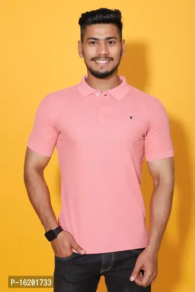 Styish Fancy Cotton Blend Solid Polos T-Shirts For Men