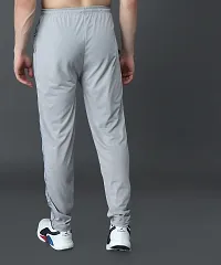 Stylish Grey Cotton Solid Regular Track Pants For Men-thumb1