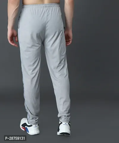 Stylish Grey Cotton Solid Regular Track Pants For Men-thumb2