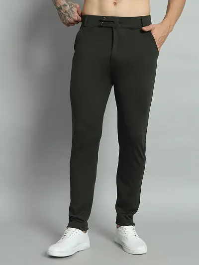 Stylish Cotton Spandex Solid Casual Trouser For Men