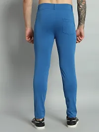 Stylish Blue 4 Way Lycra Solid Trouser For Men-thumb1