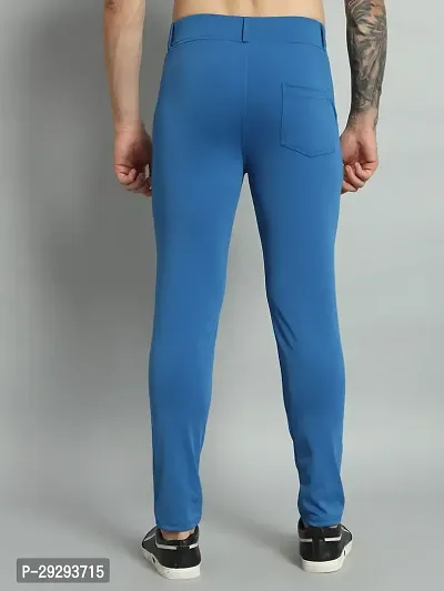 Stylish Blue 4 Way Lycra Solid Trouser For Men-thumb2