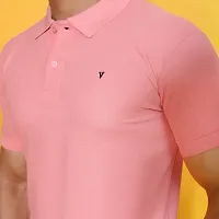 Stylish Pink Cotton Blend Solid Polos For Men-thumb4