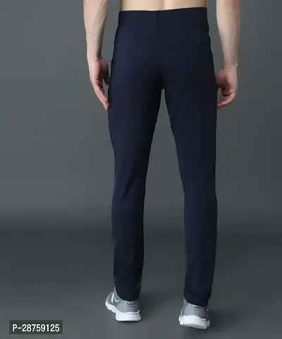 Stylish Blue Cotton Solid Regular Track Pants For Men-thumb2