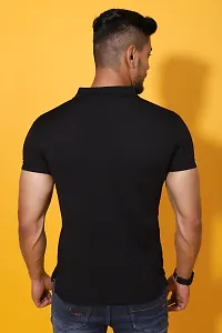 Stylish Black Cotton Blend Solid Polos For Men-thumb1