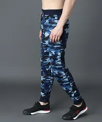 Stylish Blue Cotton Printed Regular Track Pants For Men-thumb3