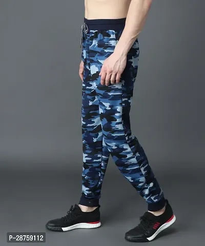 Stylish Blue Cotton Printed Regular Track Pants For Men-thumb4